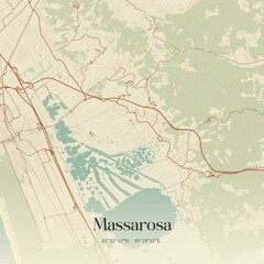 Obraz premium Vintage map of Massarosa, Italy.