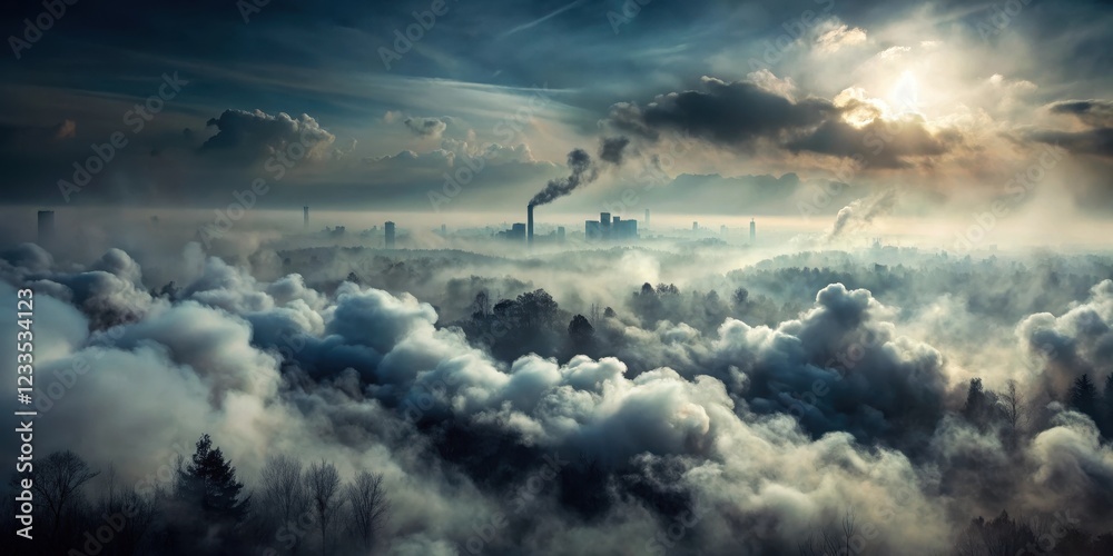Canvas Prints dense fog swirling in a darkened environment with smoke wafting upwards