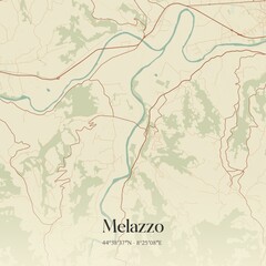 Vintage map of Melazzo, Italy.