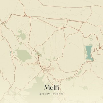 Vintage map of Melfi, Italy.