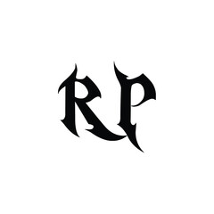 RP monogram logo design letter text name symbol monochrome logotype alphabet character simple logo