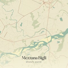 Vintage map of Mezzana Bigli, Italy.