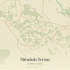 Vintage map of Miradolo Terme, Italy.
