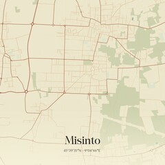 Fototapeta premium Vintage map of Misinto, Italy.