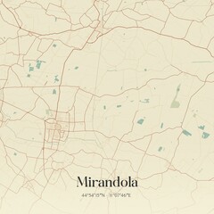 Obraz premium Vintage map of Mirandola, Italy.