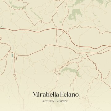Vintage map of Mirabella Eclano, Italy.