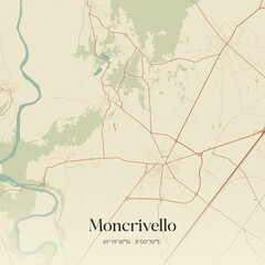 Vintage map of Moncrivello, Italy.