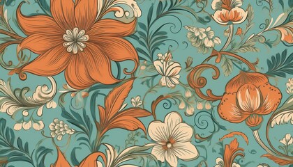 Stunning Seamless Floral Pattern Shabby Chic Vector Artistry with Vibrant Colors and Organic Textures, Perfect for Digital Art, Home Decor, or Design Inspiration.