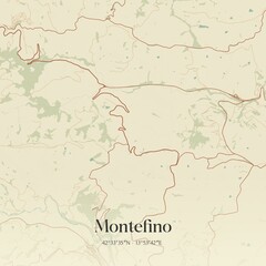 Vintage map of Montefino, Italy.