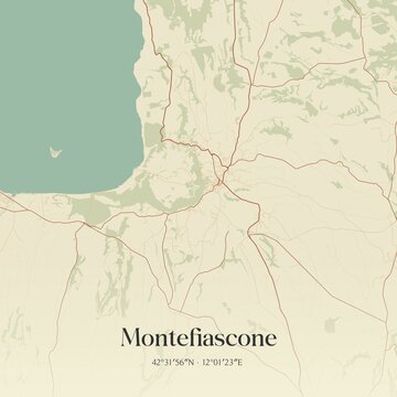 Vintage map of Montefiascone, Italy.