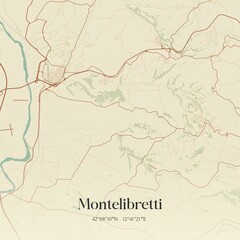 Fototapeta premium Vintage map of Montelibretti, Italy.