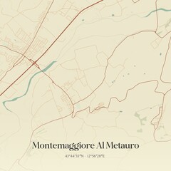 Fototapeta premium Vintage map of Montemaggiore Al Metauro, Italy.