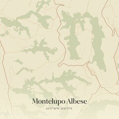 Obraz premium Vintage map of Montelupo Albese, Italy.