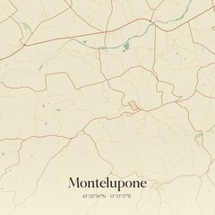 Vintage map of Montelupone, Italy.