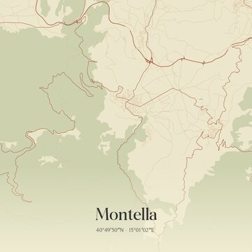 Vintage map of Montella, Italy.