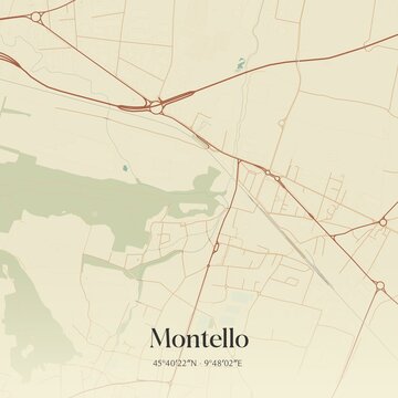 Vintage map of Montello, Italy.