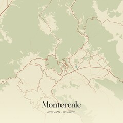 Fototapeta premium Vintage map of Montereale, Italy.