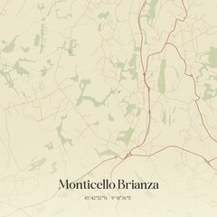 Fototapeta premium Vintage map of Monticello Brianza, Italy.