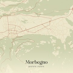 Fototapeta premium Vintage map of Morbegno, Italy.
