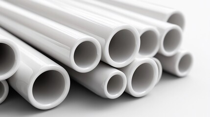 White Ceramic Pipes: A Close-Up View of Smooth, Cylindrical Tubes