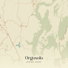 Fototapeta premium Vintage map of Orgosolo, Italy.
