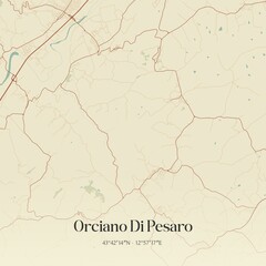 Vintage map of Orciano Di Pesaro, Italy.