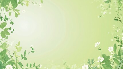 Green Leaves Frame White Flowers Soft Background