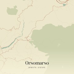 Fototapeta premium Vintage map of Orsomarso, Italy.