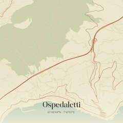 Vintage map of Ospedaletti, Italy.