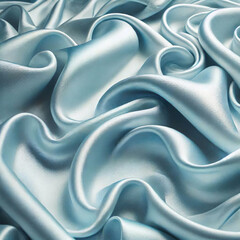 Obraz premium sky blue silk satin fabric, a ruffled fabric