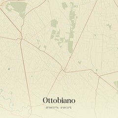 Vintage map of Ottobiano, Italy.