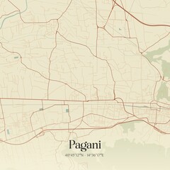 Vintage map of Pagani, Italy.