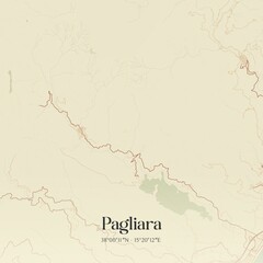 Fototapeta premium Vintage map of Pagliara, Italy.