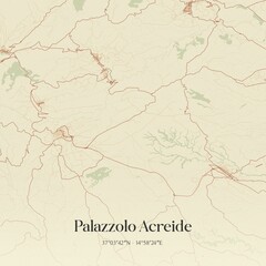 Vintage map of Palazzolo Acreide, Italy.
