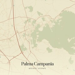 Vintage map of Palma Campania, Italy.