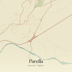 Fototapeta premium Vintage map of Parella, Italy.