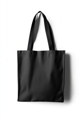 Black tote bag isolated on white background.