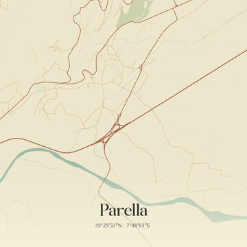 Vintage map of Parella, Italy.