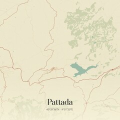 Vintage map of Pattada, Italy.