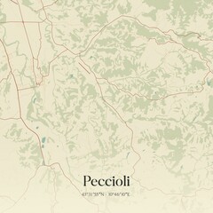 Vintage map of Peccioli, Italy.