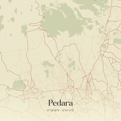 Fototapeta premium Vintage map of Pedara, Italy.