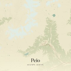 Vintage map of Peio, Italy.