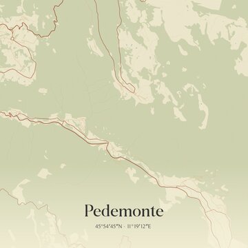 Vintage map of Pedemonte, Italy.