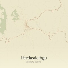 Obraz premium Vintage map of Perdasdefogu, Italy.