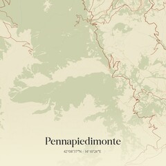 Obraz premium Vintage map of Pennapiedimonte, Italy.