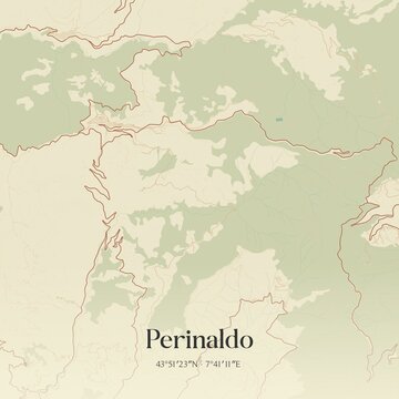 Vintage map of Perinaldo, Italy.