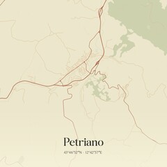 Fototapeta premium Vintage map of Petriano, Italy.