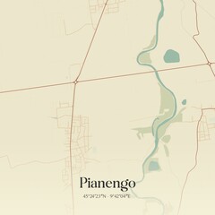 Vintage map of Pianengo, Italy.
