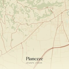 Vintage map of Pianezze, Italy.