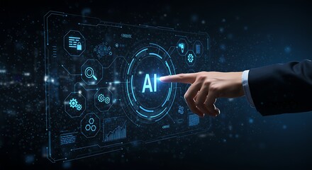 hand pushing a button on the touch screen interface